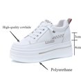 thumbnail image 4 of Women's platform shoes 7cm Thick sole height increase Cowhide Lace-up Non-slip Sneakers female White Casual shoes Suitable for all seasons, 4 of 9