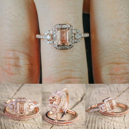 Vlemua Couple Rings Engagement Rings Wedding Band in Titanium Plated Ring Wedding Ring Engagement Ring Set Inlaid ring Engagement Rings for Women Jewelry Rose Gold Size 10