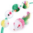 thumbnail image 2 of Pack of 10 Pet Mini Mouse Training Interactive Colorful Feather Soft Plush Toy Outdoor Scratching Mice Interactive Toys Pets Supplies Color Random, 2 of 9