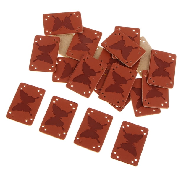 Etiquetas Hechas a Mano de 20 Piezas de Cuero PU para Coser Suministros de Bolsa de Retales - A1 Sunnimix Etiqueta en relieve con agujeros