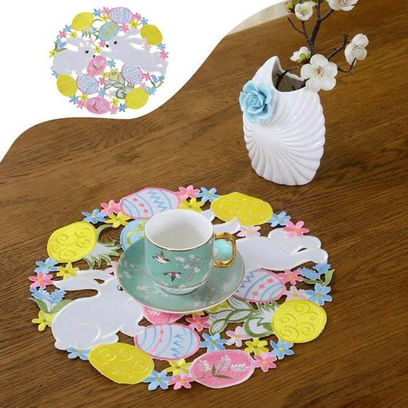 Cheapark Lapin Easter Oeufs Napperons Easter Napperons Easter Décorations Napperons Résistants à la Saleté Lavables Cadeaux des Fêtes