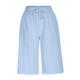 thumbnail image 4 of VISALY Linen Pants Women, Capris for Women Casual Summer Clearance, Women's Cotton and Linen Casual Pants Linen Pants for Women Summer Hight, Cotton Pants for Women, 1 Pack (Sky Blue, M), 4 of 7