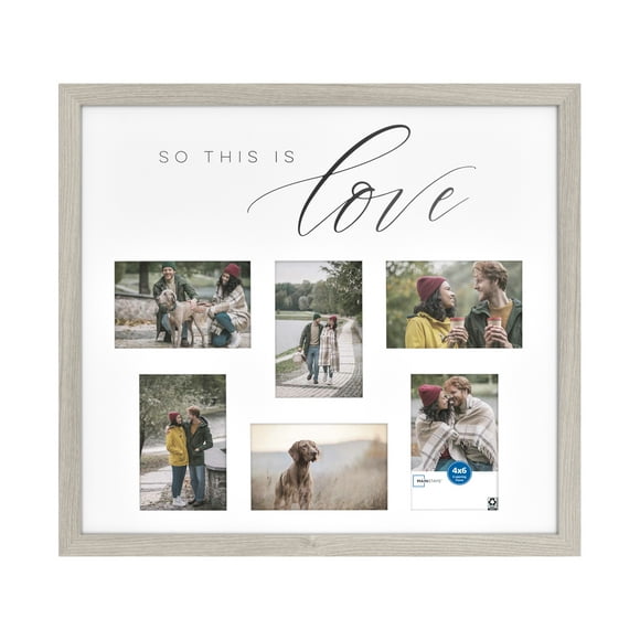 Mainstays Love 6-Opening 4" x 6" Gray Collage Picture Frame
