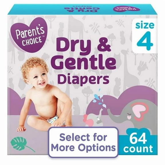 Dry & Gentle Diapers Size 4, 64 Count (Select for More Options)