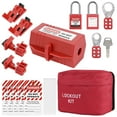 thumbnail image 1 of Lockout Tagout Kit Electrical Loto Safety Equipment Tools, Universal Circuit Breaker Lock Clamp, Red Padlock, Group Hasp, Plug Lock Out Tag Out, Warning Labels Electrician Work Essential, 1 of 9