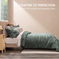 thumbnail image 3 of EVERGRACE Luxury Velvet Quilt Queen Size, Ultra Soft Wave Crushed Velvet Bedding Set, Lightweight Quilted Comforter Set for All Season, Oversized Bedspread Coverlet with 2 Shams, Dark Green, 3 of 8