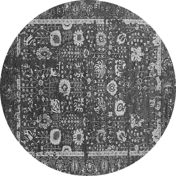 Ahgly Company Indoor Round Oriental Gray Industrial Area Rugs, 6' Round