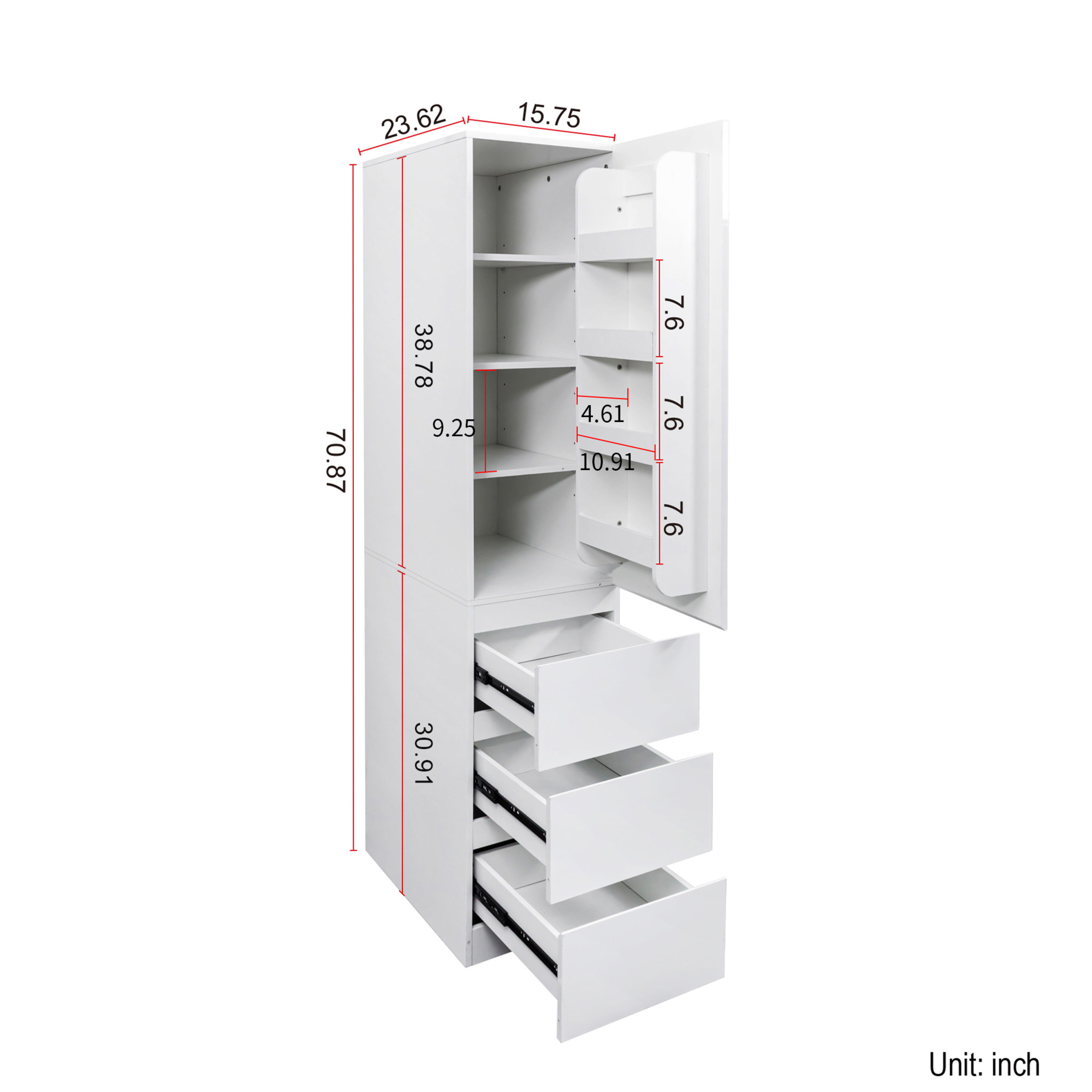 Noble House Titus 70.9" Kitchen Pantry Cabinet, Easy-Clean Wooden Cabinet with Shelves and Drawers, White