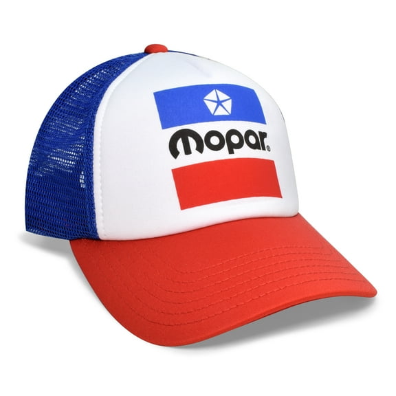Mopar Logo White Front Red Visor Mesh Baseball Hat for Dodge Jeep RAM