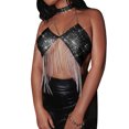 thumbnail image 2 of TRKIYQC Mujeres Casual Tank Tops, Color sólido Sin Mangas Sin Espalda Rhinestones Borla Halter Crop Tops con Gargantilla TRKIYQC moda, 2 of 7