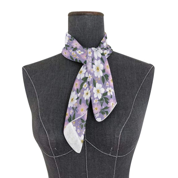 Square Scarf 24x24 Inch Dainty Floral Seamless Print Silky Satin Sun Protection Neck Scarf for Women Multi-Purpose Head Wrap Bandana for Hair Bag Decoration