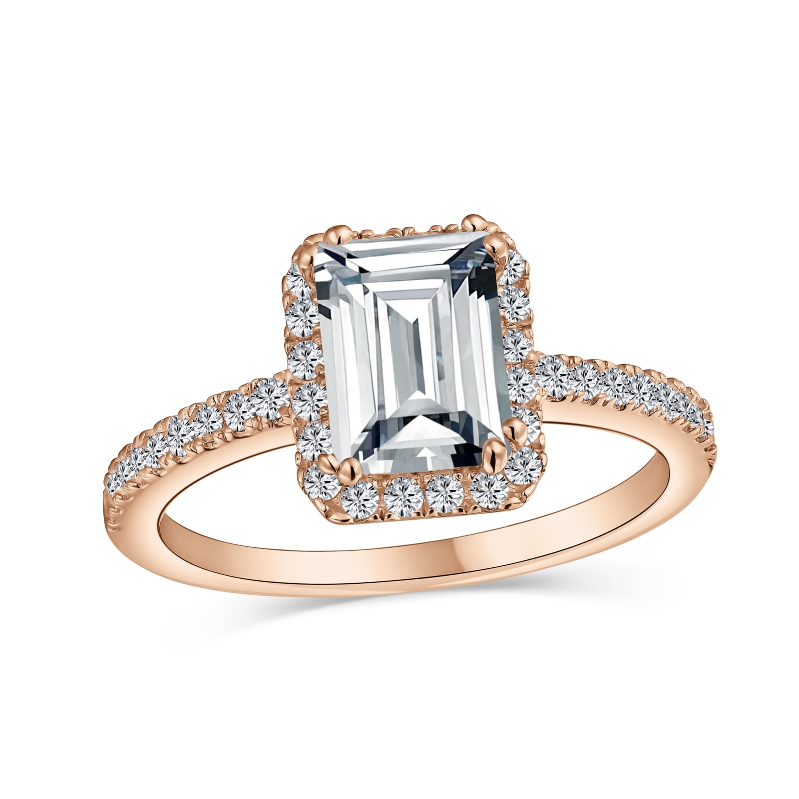 3Ct Brilliant Emerald-Cut Green Emerald 18K White Gold Finish Engagement Ring 