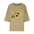 thumbnail image 3 of Birdeem Chemise Imitation Coton et Lin pour Femmes Manches 3/4 Col Rond T-Shirt Ample Décontracté Léger et à la Mode Haut d'Été, 3 of 10