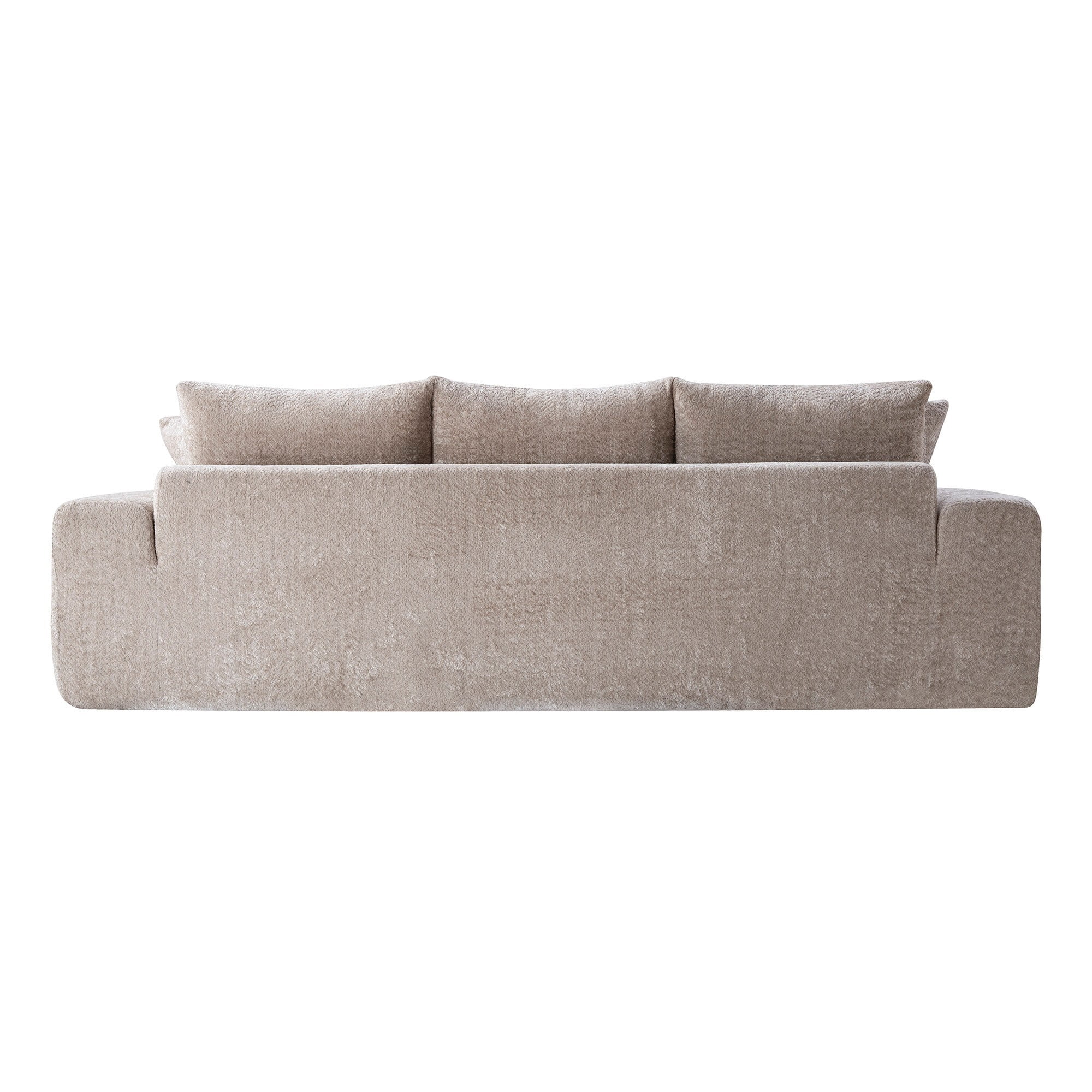 AENKYO 100" Curved Cloud Boucle Sofa, Modern 3-Seater Sculptural Couch, No Assembly, Oatmeal Beige