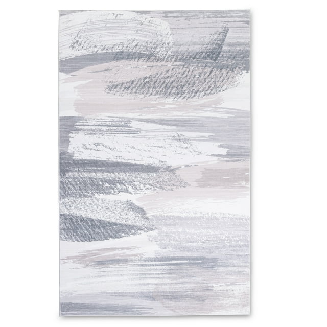 Ultra Soft Touch Durable Abstract Grey White Indoor Area Rug Carpet for Living Room, Bedroom, Kids Room, Hallway and Dining Room