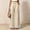 Beige, variant on Women Straight Leg Pants with Lace Hem Trim, Elastic Drawstring Waist Casual Long Trousers with Pockets, Solid Loose Daily Pants for Vacation Blue XL(XL)