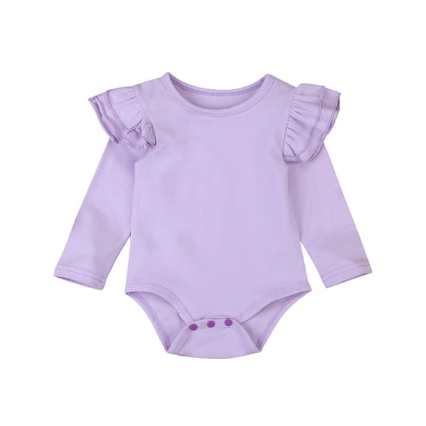 Kuriozud Infant Baby Girls Long Sleeve Ruffle Under Bodysuit Cotton