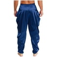 thumbnail image 2 of Miaeowve Mens Harem Pants Satin Dhoti Yoga Beach Baggy Trousers Summer Boho Alibaba Hippie Pants Navy Blue XL, 2 of 5