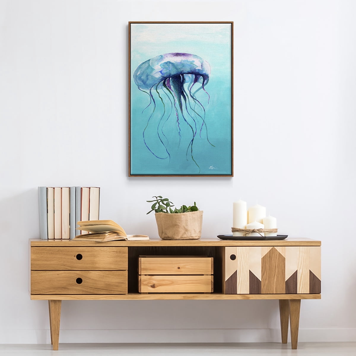 Jelly Fish Framed Premium Gallery Wrapped Canvas - Ready to Hang