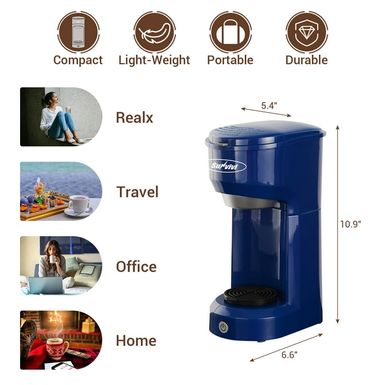 Small Coffee Maker, Single Serve Brewer for Single Cup, One-touch