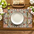 thumbnail image 5 of Boho Placemats Set of 4, Daily Orange Teal Flowes Bohemia Table Mats for Home Party Dining Decoration 12x18 Inch, 5 of 11
