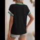 thumbnail image 5 of Blusa Informal de Corta con Cuello Redondo y Bloques de Color Acanalados para Mujer Negro XXL, 5 of 9