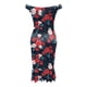 thumbnail image 4 of Gibobby Vestidos de fiesta elegantes Vestido de para mujer con estampado de hendidura suelta en frío Vestido floral con dobladillo con volantes(Rojo,XL), 4 of 5