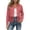Watermelon Red, variant on Womens Cropped Faux Suede Jacket Point Collar Button Front Long Sleeve Fringe And Lace Hem Casual Outer Coat for Womens
