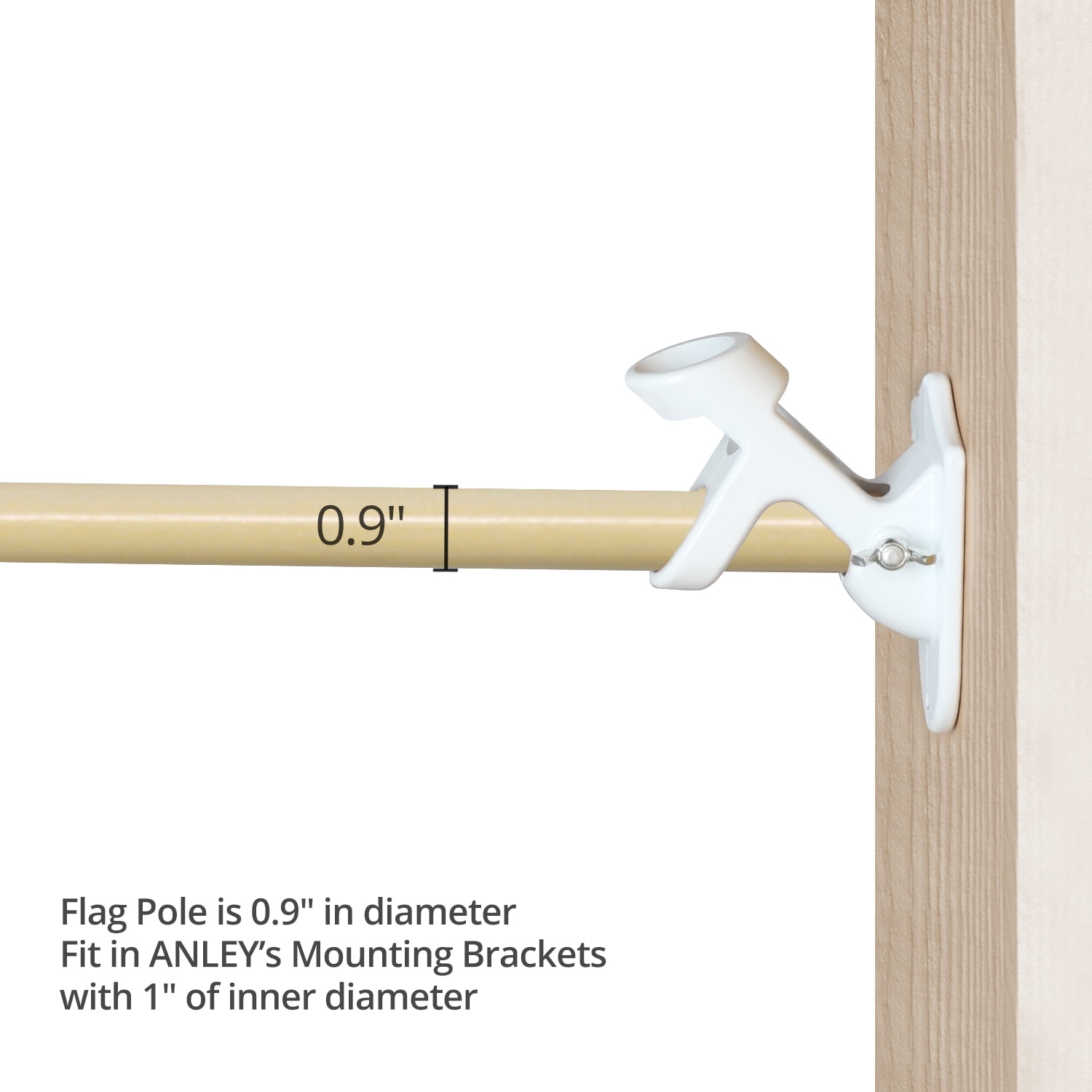 Anley 60" Solid Pine Wooden House Flagpole - 5 Ft Wall Mount Wood Flag Pole (Flag and Flagpole Holder NOT Included)