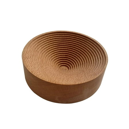 

Wavy Groove Wood Dessert Slicing Bread Serving Tray Snack Cake Food Storage Organizer Table - round