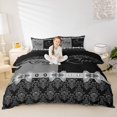 thumbnail image 3 of Erosebridal Retro Damask Flower Queen Duvet Cover Set,Silver Bowknot Queen And King Bedding For Adults 3-Piece,No Comforter,Reversible, 3 of 6