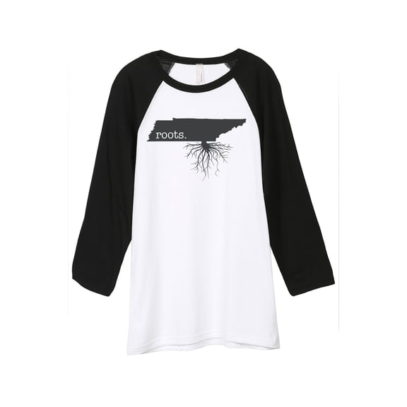 Thread Tank Home Roots State Tennessee TN Unisex 3/4 Sleeves Baseball Raglan White Black Small