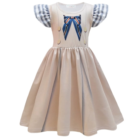 Girls Yellow Doll Cartoon Costume Dress Short Sleeve Halloween Party Dress for 2-8T