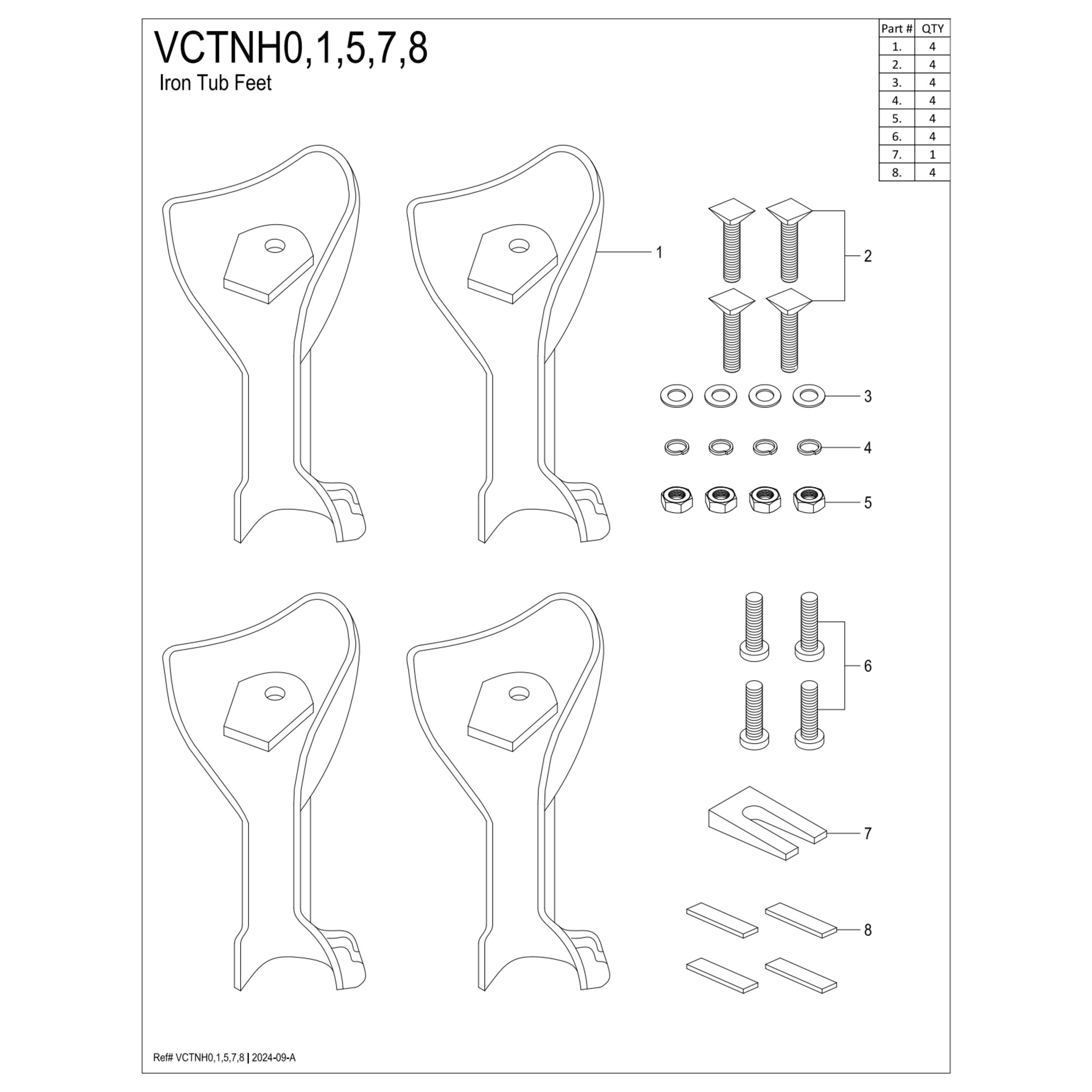 Kingston Brass VCTNH7 Aqua Eden Lion Paw Cast Iron Tub Feet, 4 Pieces (Set), Brushed Brass