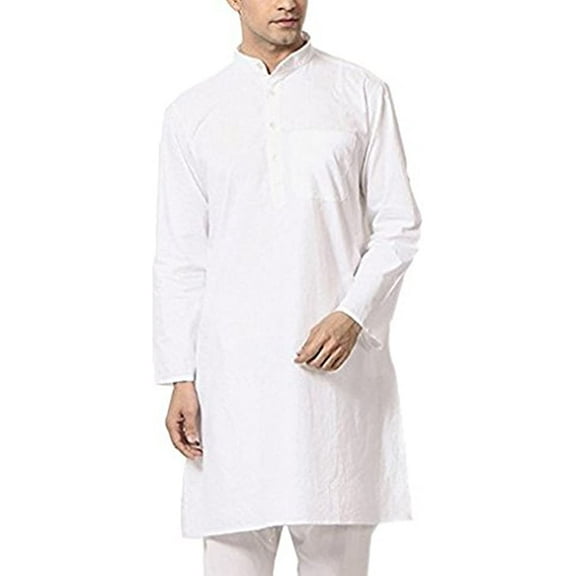 Royal Kurta Men's Linen Kurta Pyjama Set (ROYAL_91_White_Medium)