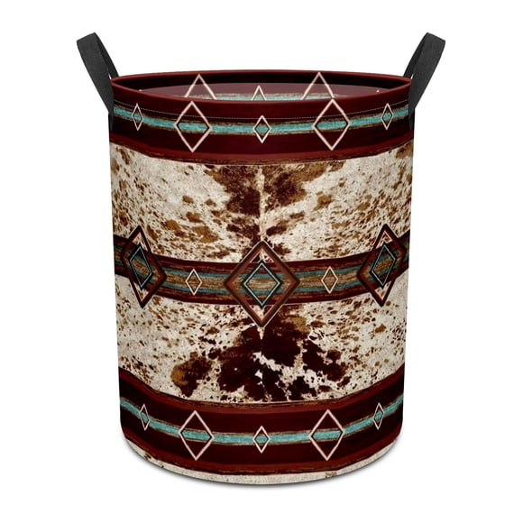 Cesto de ropa GRTARANY con estampado de vaca azteca, impermeable, 50 x 38 cm