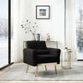 thumbnail image 2 of Modern Accent Leisure Chair ,Armchair With Metal Trim and Gold Legs, with 1 Waist Pillow,for living room,bedroom,Black, 2 of 9