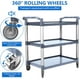 thumbnail image 3 of Carrito Utilitario de Plástico de 3 Niveles con Ruedas, Carro Rodante para Servicio Pesado para Cocina, Oficina u Hotel, Color Gris, 3 of 6
