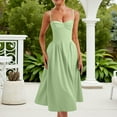 thumbnail image 2 of Ecqkame Women's Wedding Guest Dress Solid Color Sexy Slip&nbsp;Party Dress Tummy Control Pleated Suspender Large Hem Dress 03-Green M, 2 of 9