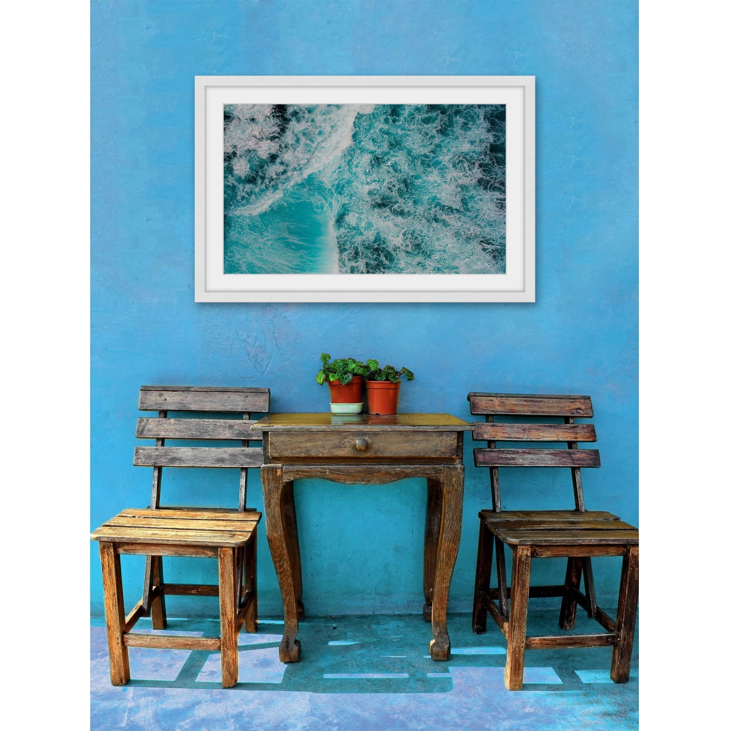 Marmont Hill "White Foamy Splashes" by Hassan Ishan Framed Painting Print