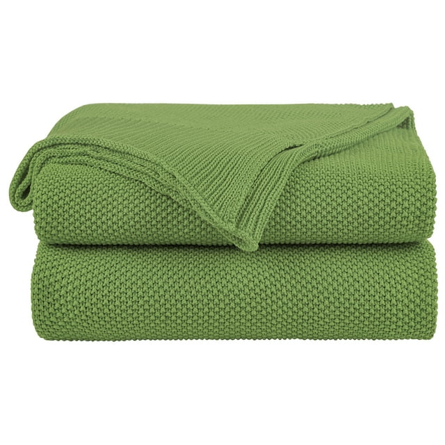 Unique Bargains Couverture Jetée Tricotée Douce 100 % Coton Unie pour Canapé Sofa Chambre