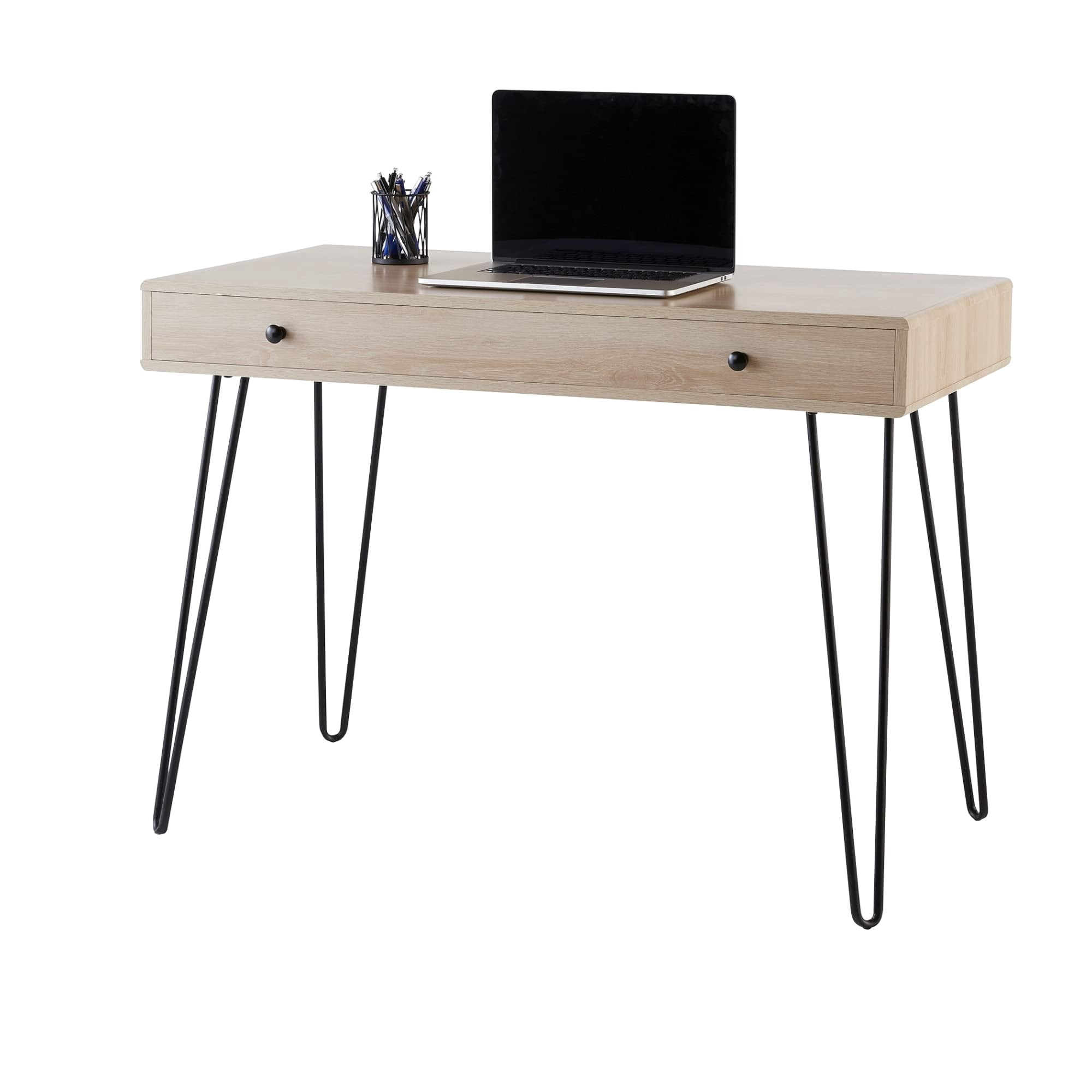 Realspace® Callay 42"W Writing Desk, Blonde Oak/Black