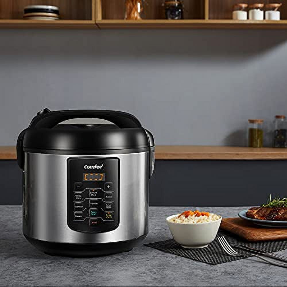 COMFEE' 6 Quart Pressure Cooker 12-in-1 & Rice Cooker, 8-in-1 Stainless  Steel Multi Cooker, Slow Cooker, Steamer, Saute, and Warmer, 5.2 QT, 20  Cups
