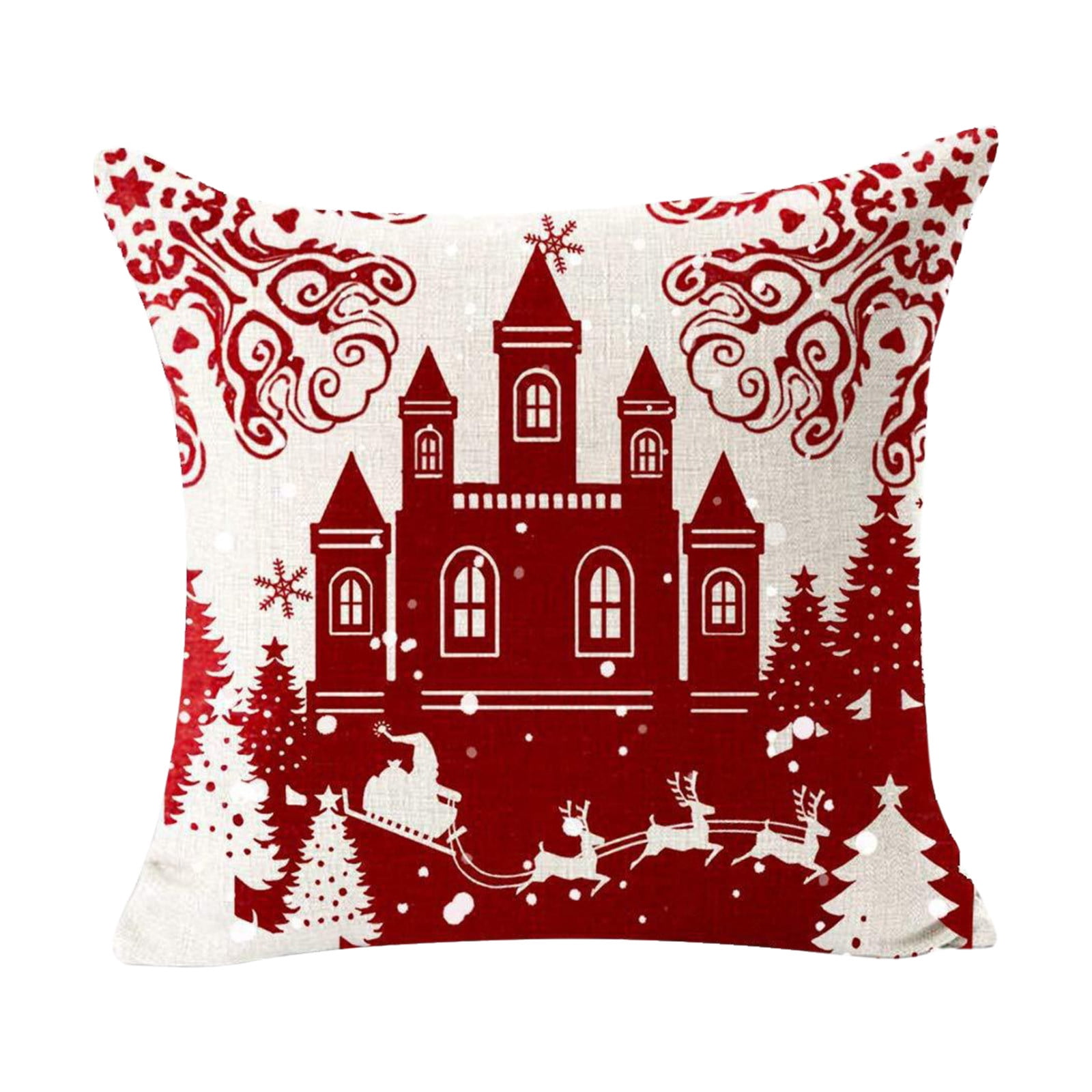 Set of 4 Christmas Pillow Coversmerry Xmas Cushion Casexmas Deer, Xmas Tree  and Snowflake Print Pillow Topplaid Winter Trend Pillow Sham 