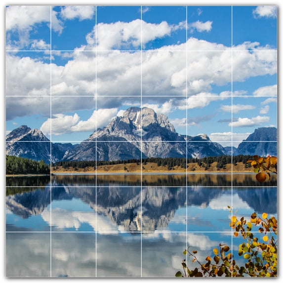 Picture-Tiles.com: Mountains Ceramic Tile Wall Mural WAL500847-66L. 48"W x 48"H using (36) 8" x 8" Ceramic Tiles-Satin Finish