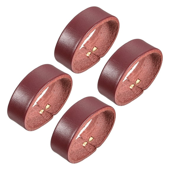 4Pack Leather Belt Loop Keepers 9cm Girth Belt Strap Ring Buckle (Brown)