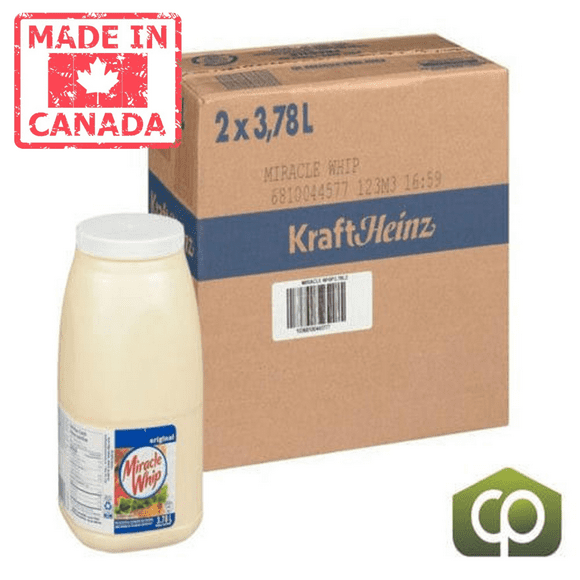 Kraft Miracle Whip Salad Dressing 3.78LT (2/Case) - 8.3 lbs - Tangy Zip Flavor