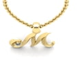 thumbnail image 4 of SuperJeweler M Initial Necklace in 14 Karat Yellow Gold, Diamond Accent and Swirly, With Free 18 inch Cable Chain, for Women, 4 of 6