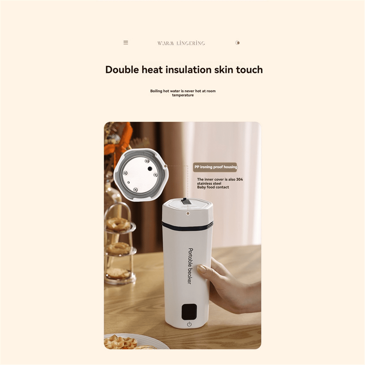 Portable Beaker Tea Kettle 6 Preset Electric Portable Water Heater for Boiling Self Heating Cup B US Plug,1 x Portable beaker 1 x Power cord,Green