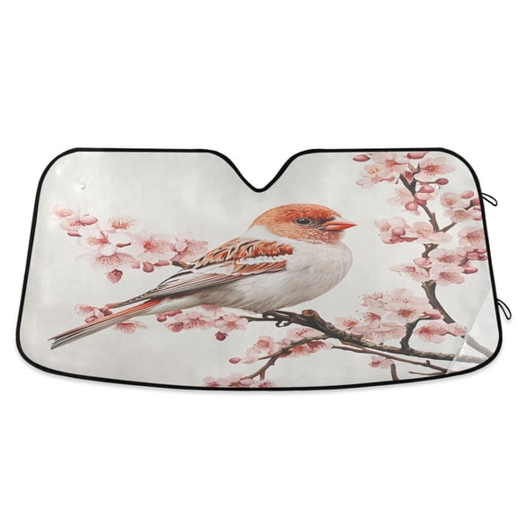WOBOGO Birds Perched on Branches Car Windshield Sunshades Autopilot Lightweight Accordion Sun Visor 53×23.5in